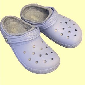Crocs womens 8 slip ons clogs liner fleece warm slippers shoe lavender clogs